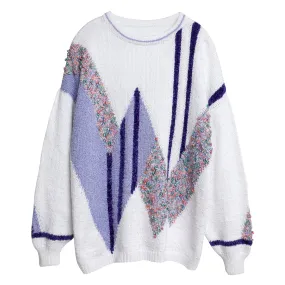 Intarsia Popcorn Knit Stitch Bouclé Jumper