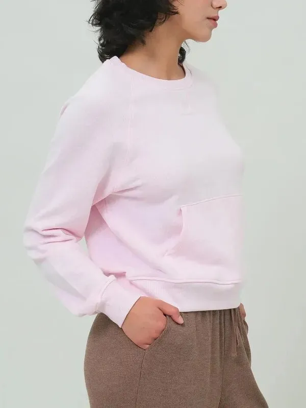 Light Pink Raglan Sleeve Pocket Sweatshirt