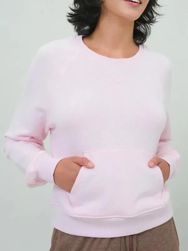 Light Pink Raglan Sleeve Pocket Sweatshirt