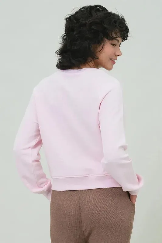 Light Pink Raglan Sleeve Pocket Sweatshirt