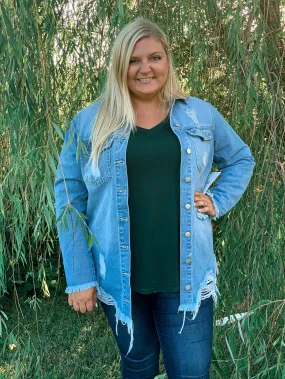 Light Wash Super Distressed Jean Jacket