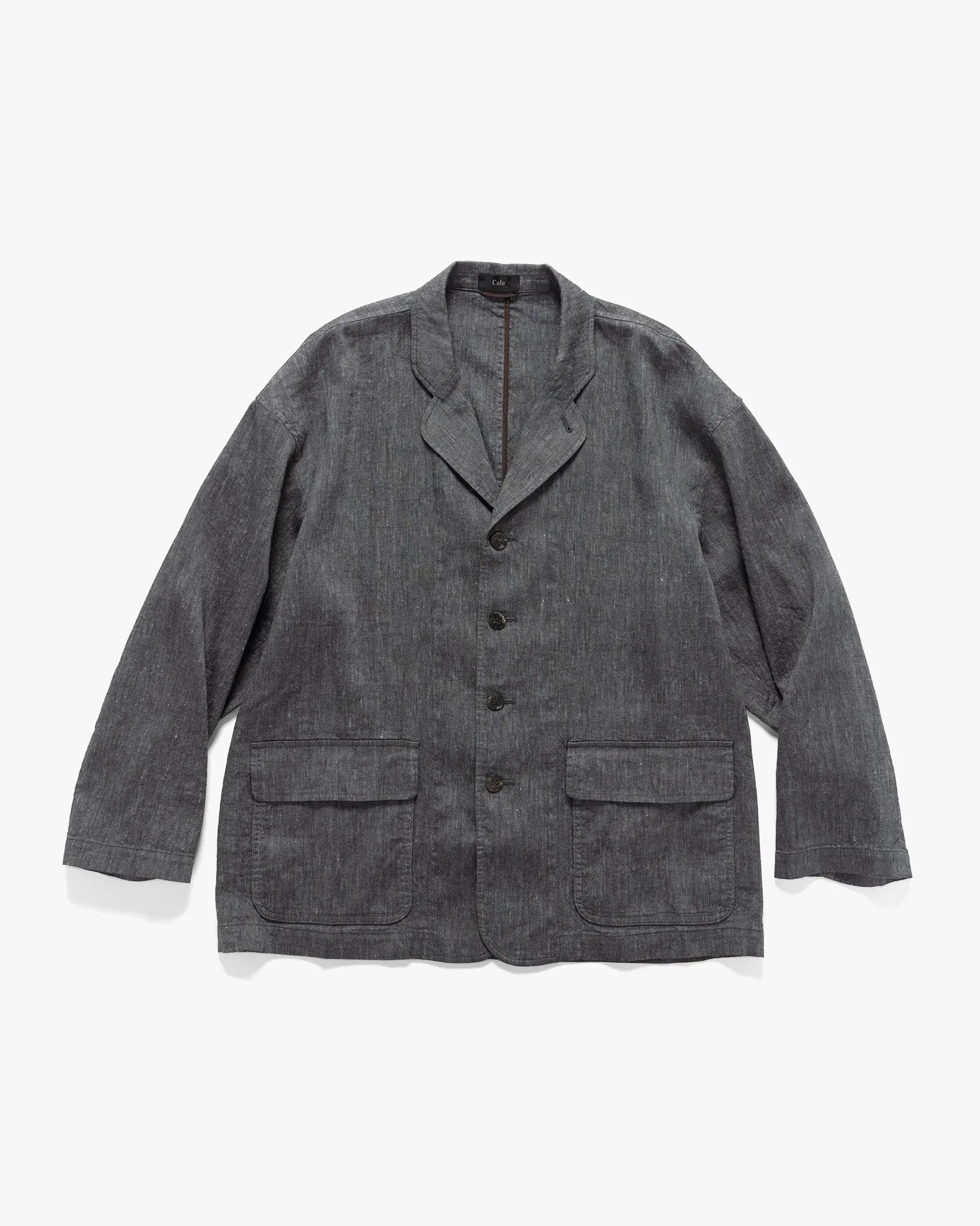 Linen Wool Light Garment Dye Jacket Black