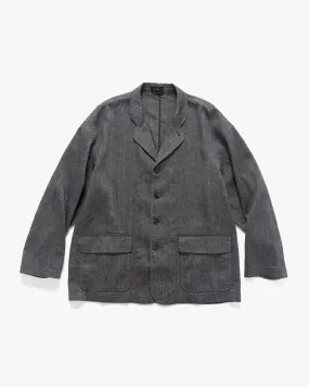 Linen Wool Light Garment Dye Jacket Black