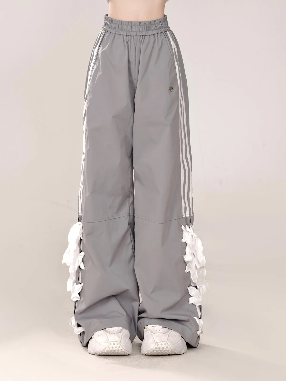 Loose Casual Pants Wide Ribbon Side