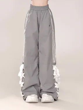 Loose Casual Pants Wide Ribbon Side