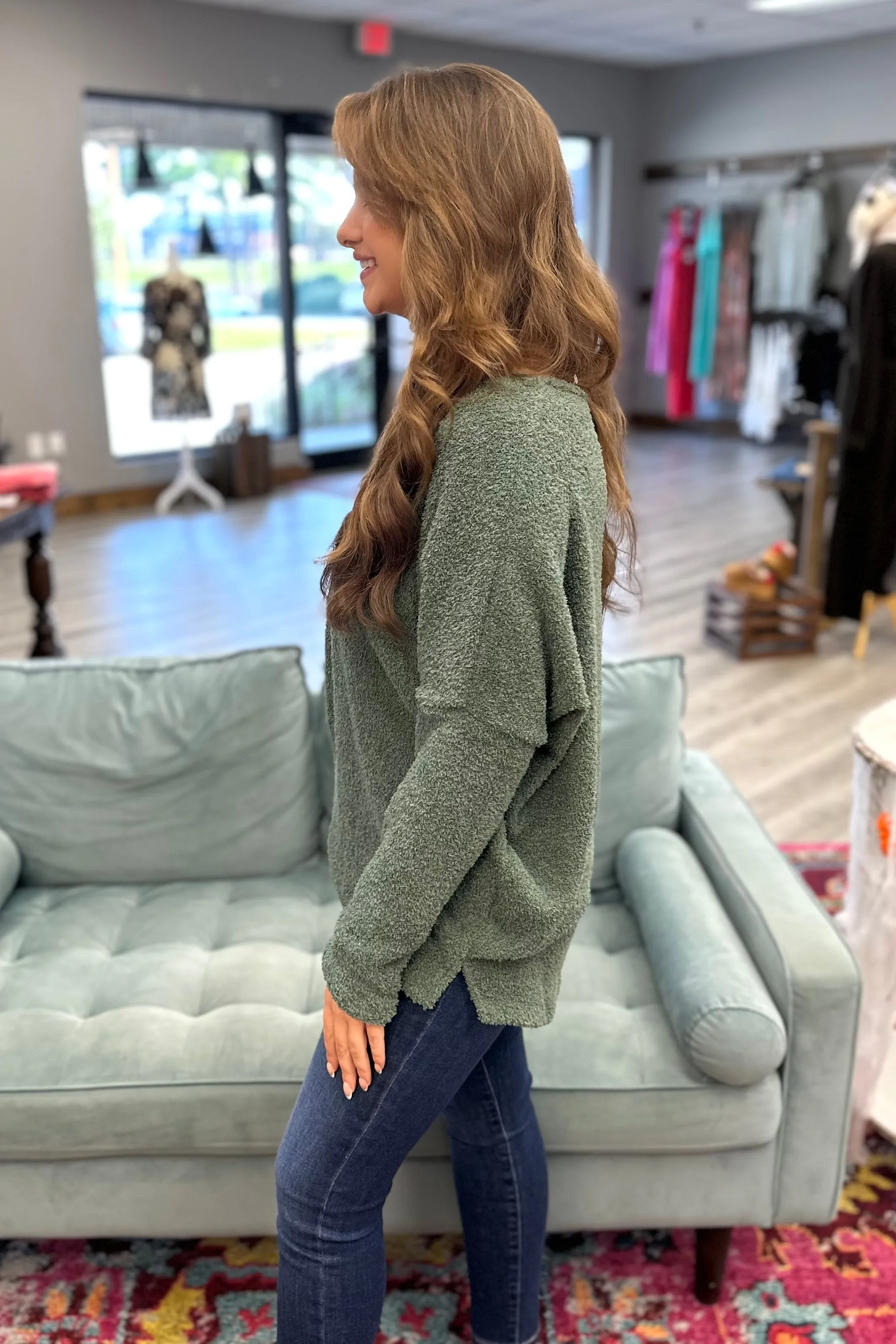 MADELINE Cozy Knit Sweater- Green