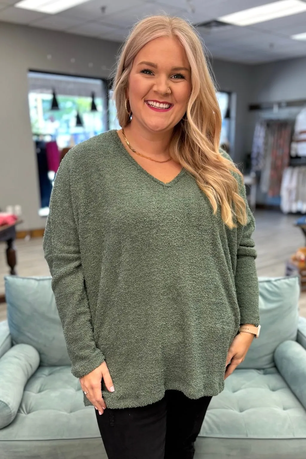 MADELINE Cozy Knit Sweater- Green