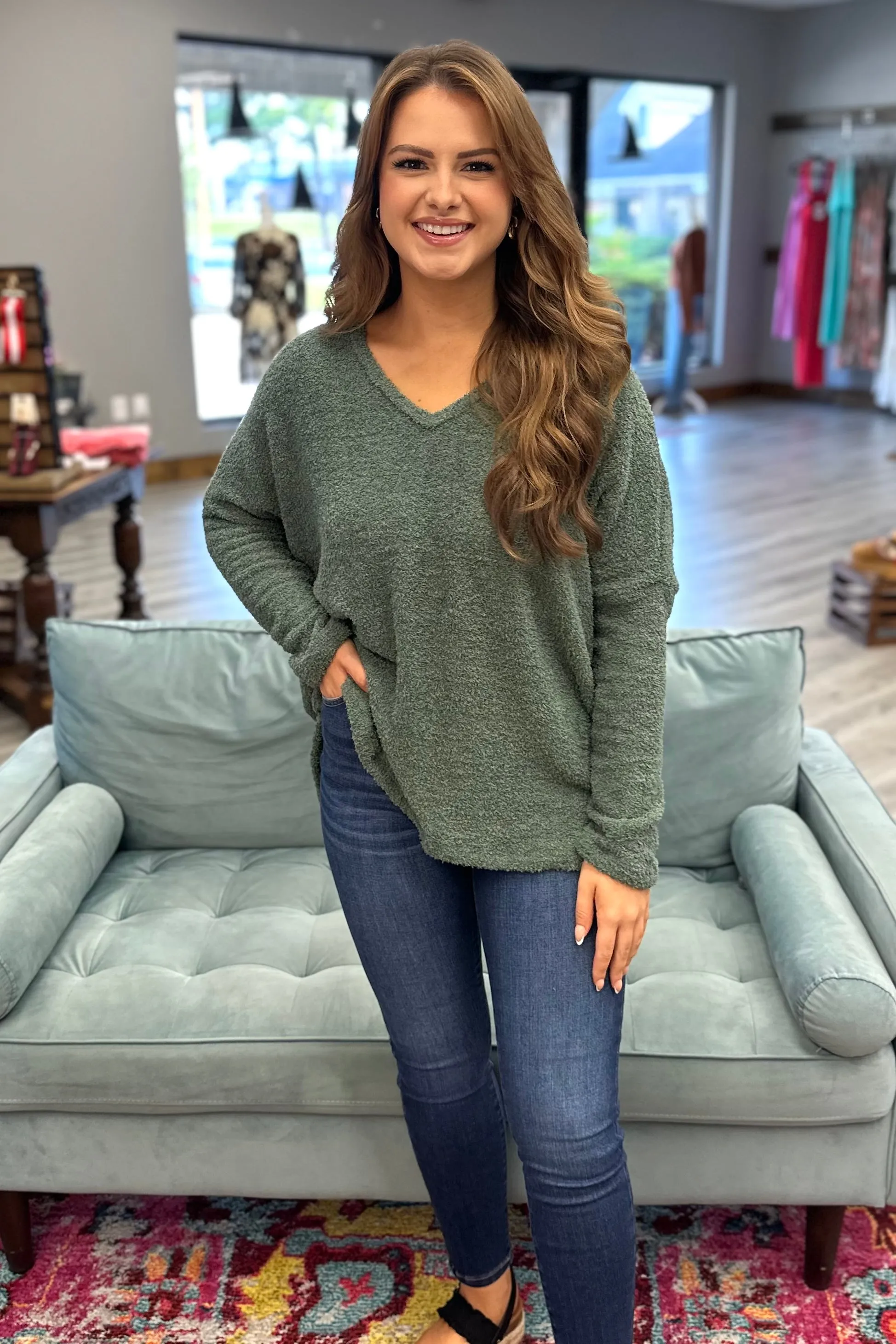 MADELINE Cozy Knit Sweater- Green