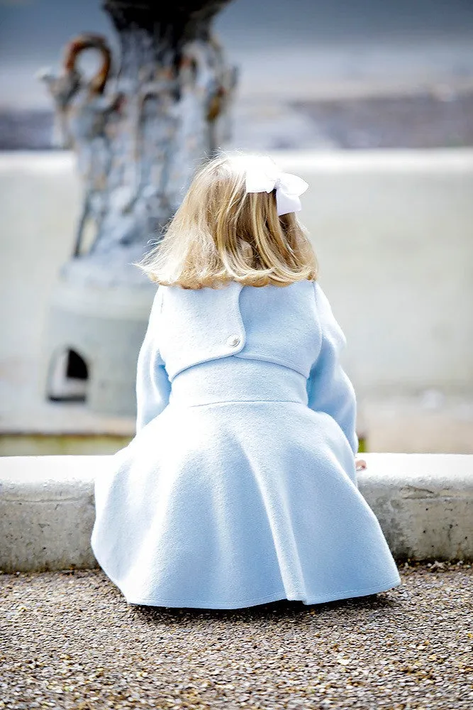 Marae Girls Dress Coat - Double Breasted Twirl Coat - Light Blue