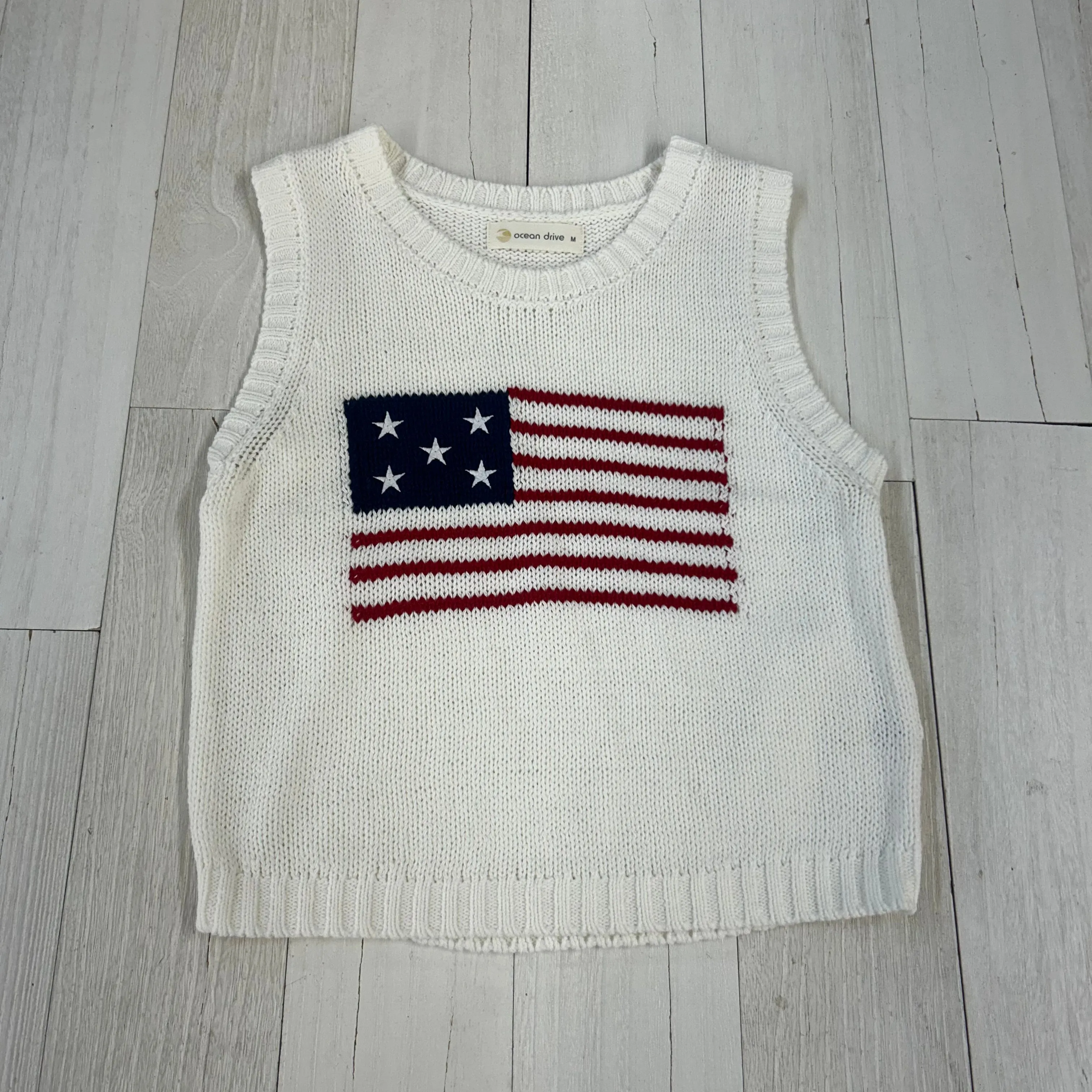 Ocean Drive American Flag Graphic Sweater Tank