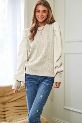 Pearl Contrast Sleeve Sweater