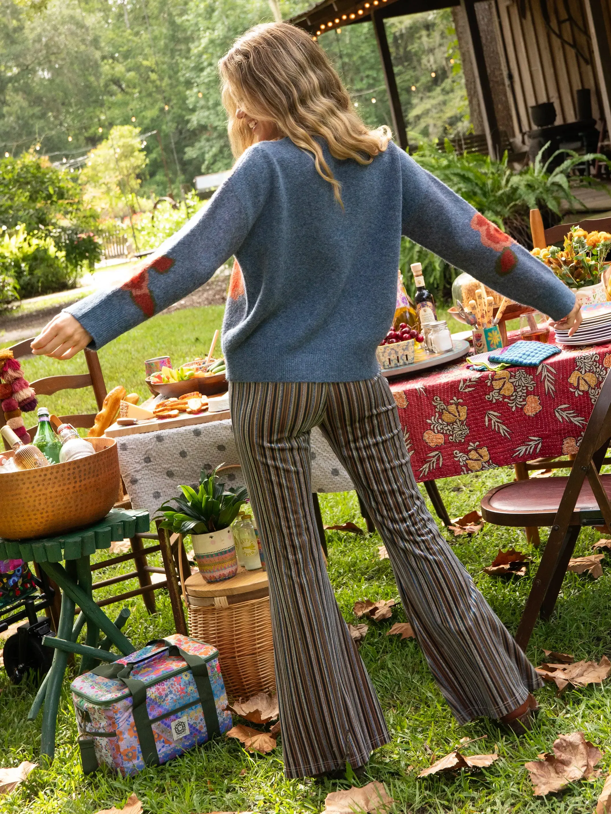 Rosie Jacquard Pullover Sweater - Denim Floral