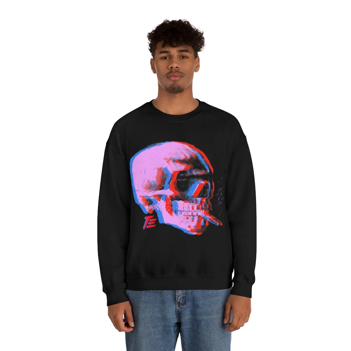 Skull With Burning Cigarette - Van Gogh Tribute | Pop Art Unisex Sweatshirt