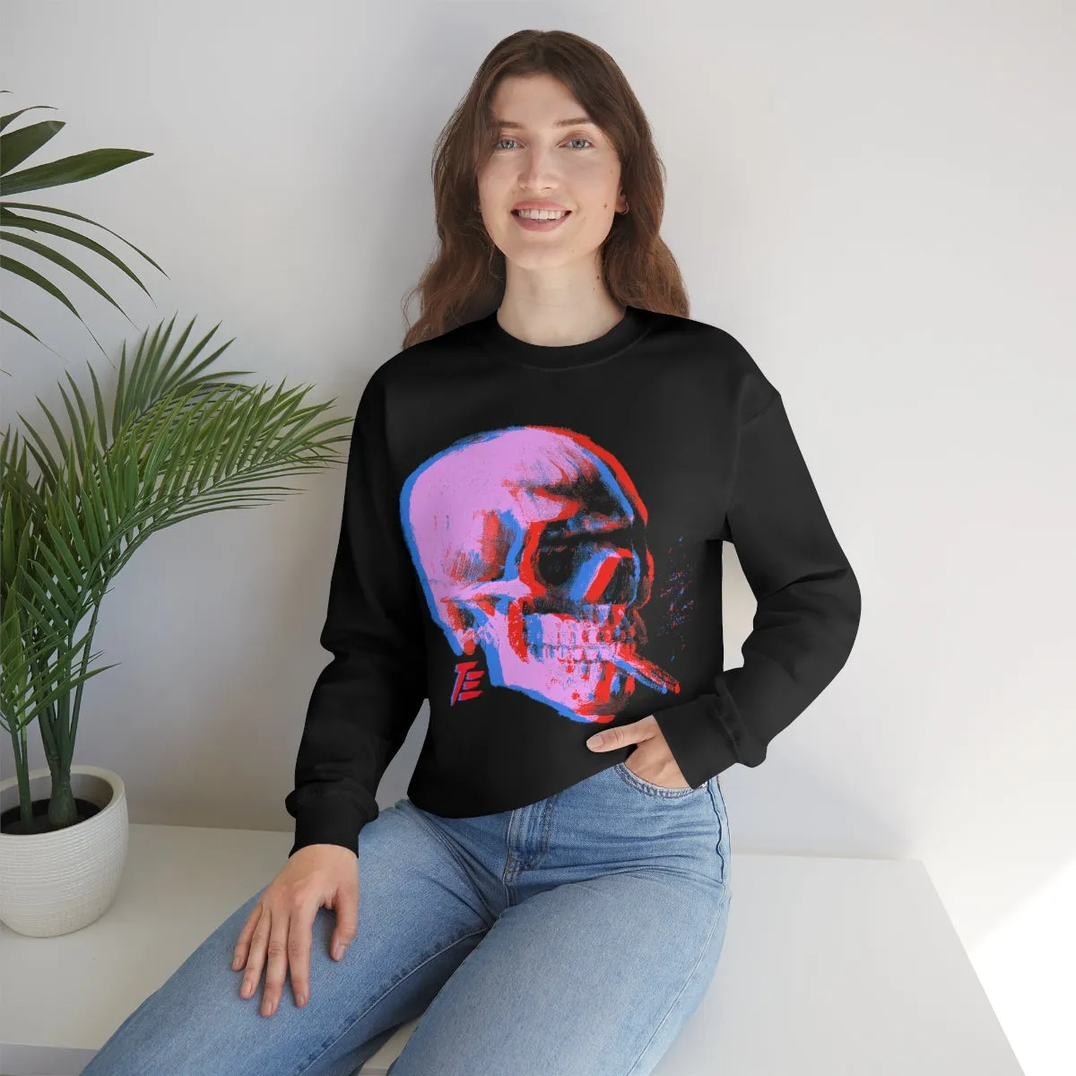 Skull With Burning Cigarette - Van Gogh Tribute | Pop Art Unisex Sweatshirt