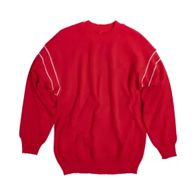 Stockinette Knit Intarsia Stripe Dropped Shoulder Jumper