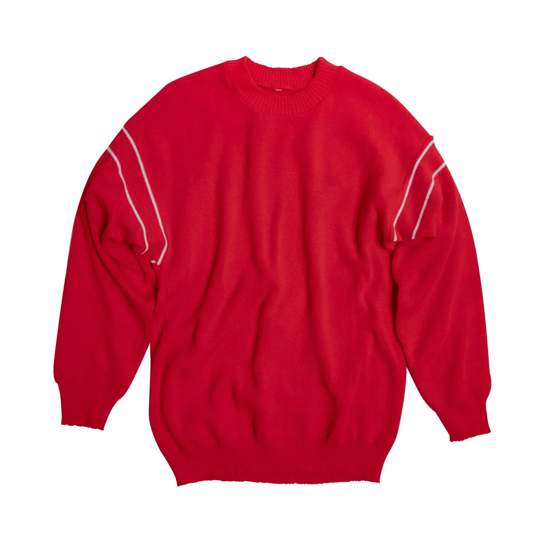 Stockinette Knit Intarsia Stripe Dropped Shoulder Jumper