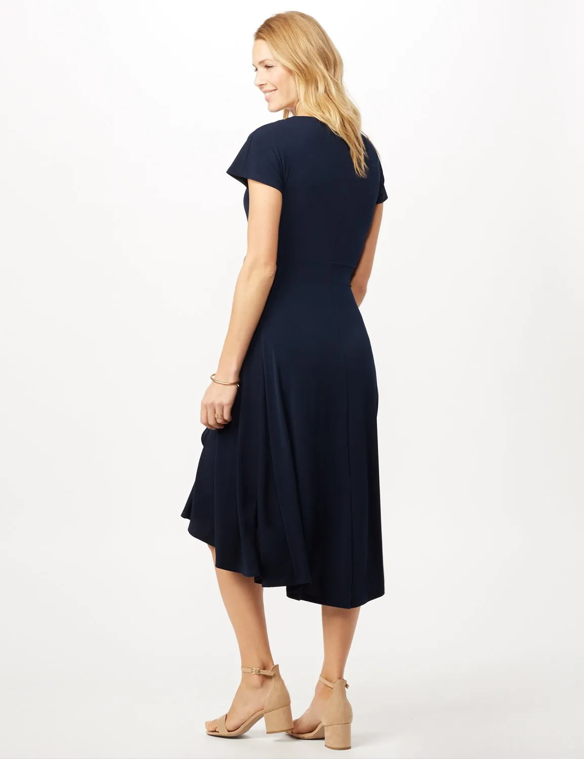 Stretch Crepe Tie Waist Hi-Lo Dress