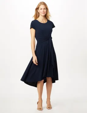 Stretch Crepe Tie Waist Hi-Lo Dress