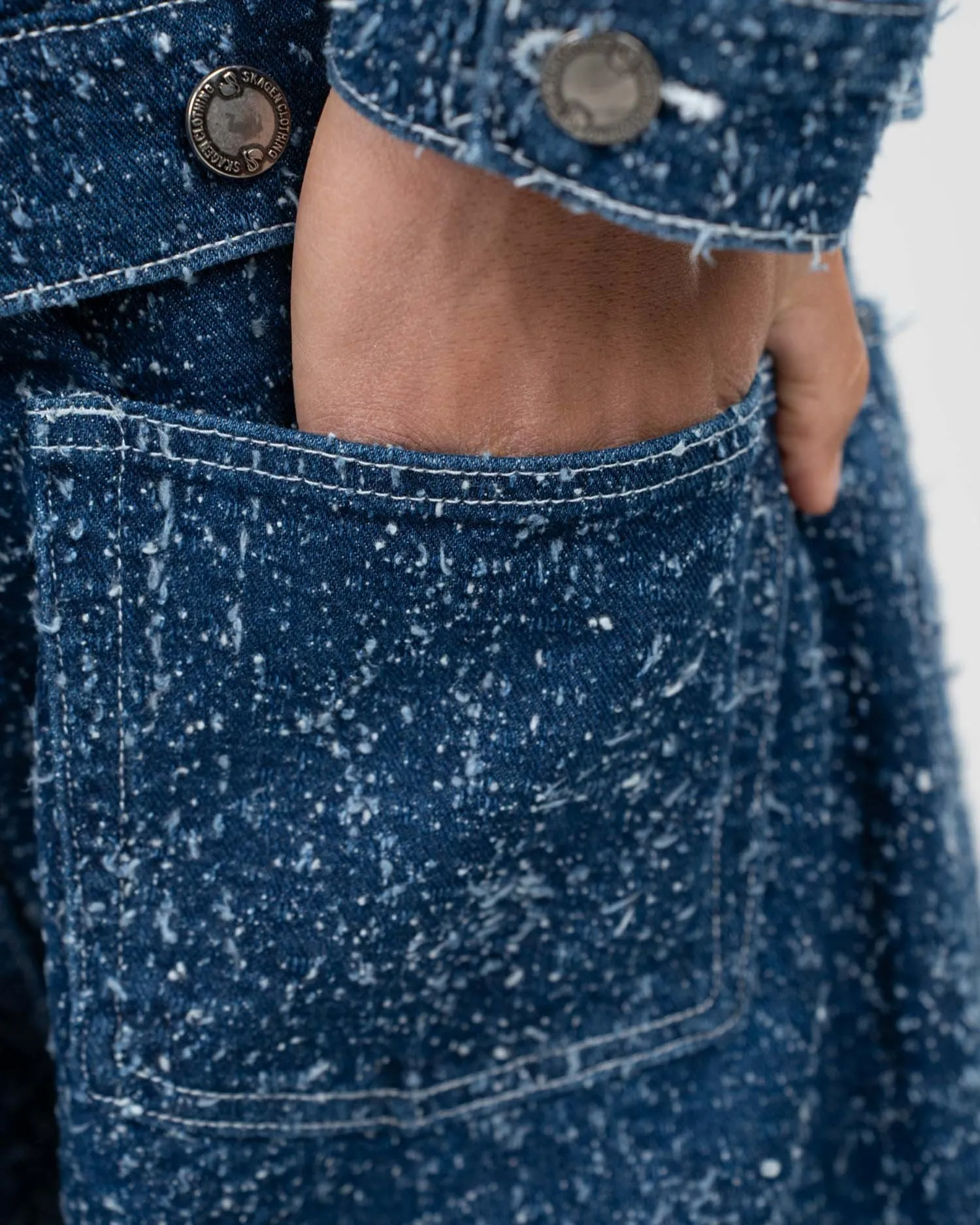 Textured Denim Jeans Mid Blue