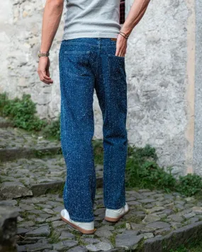 Textured Denim Jeans Mid Blue