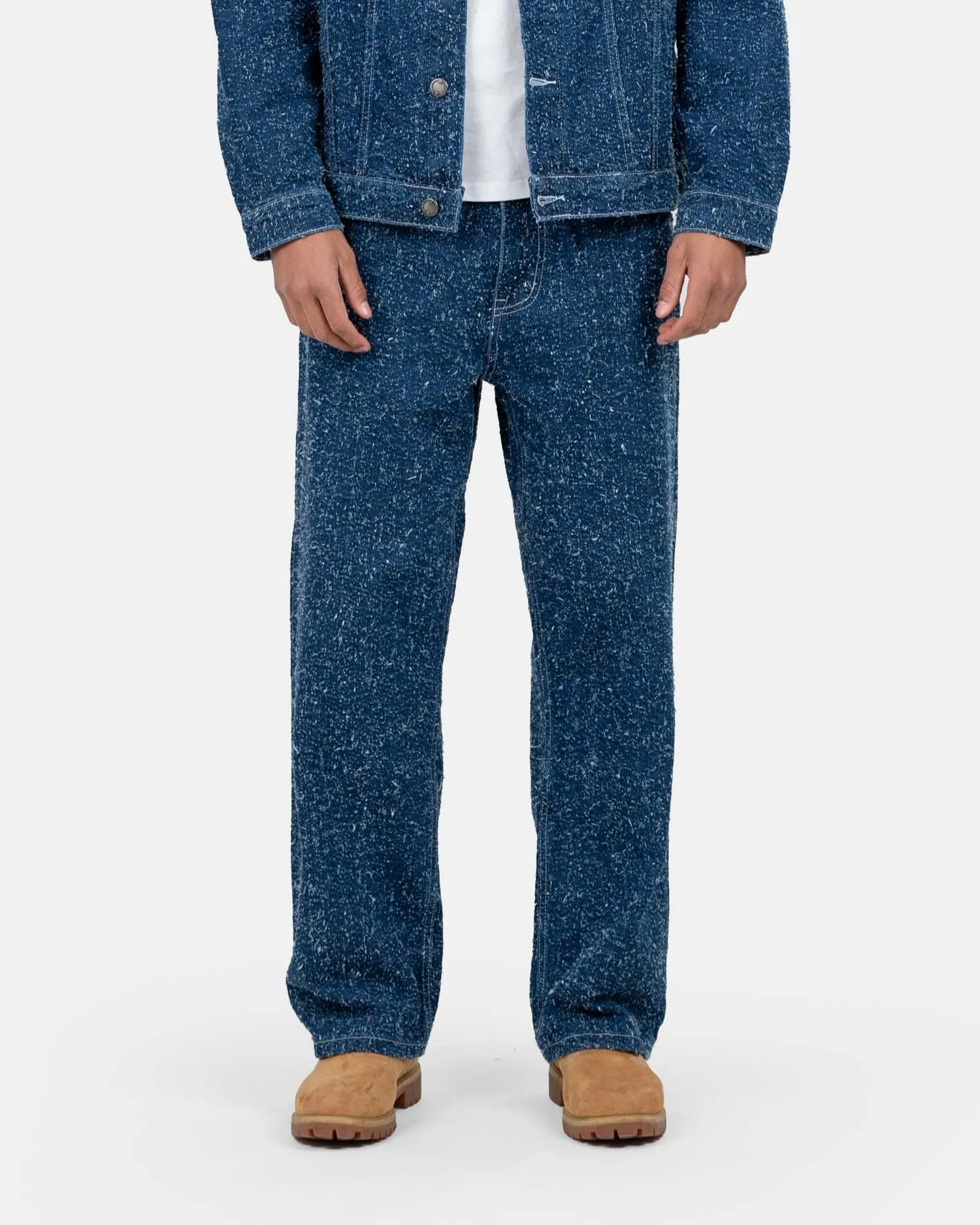 Textured Denim Jeans Mid Blue