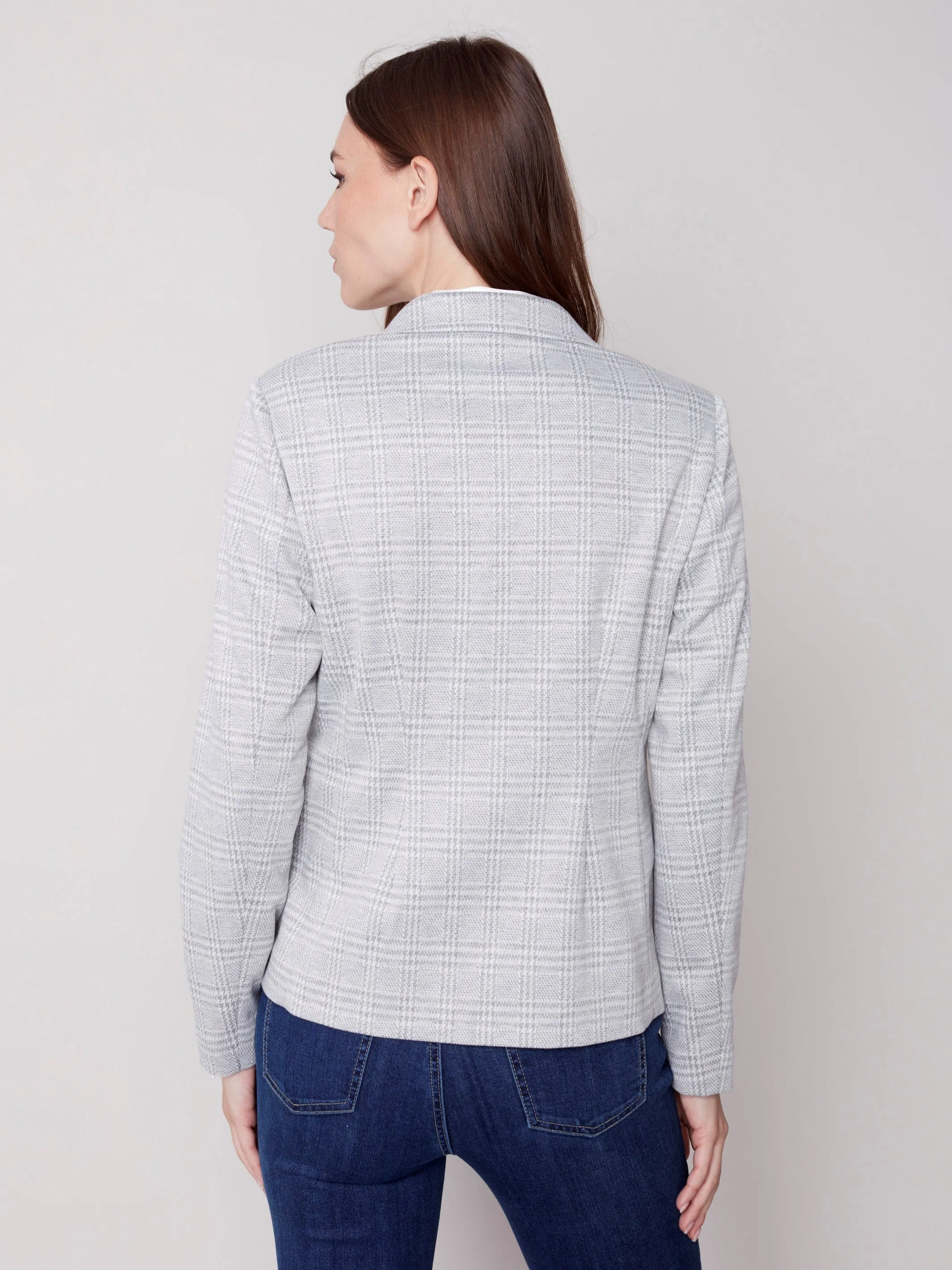 Yarn Dye Plaid Blazer - Light Grey