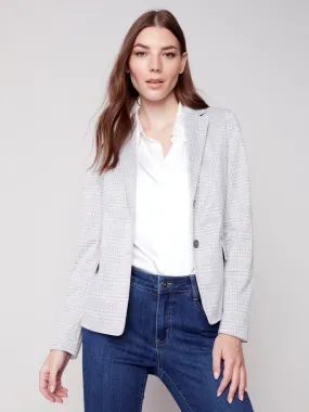 Yarn Dye Plaid Blazer - Light Grey